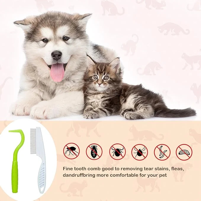 Pet Grooming Glove - Gentle Deshedding Brush Glove, Pet Bathing Wipes - Enhanced Five Finger Design - Daily Care and Trave...
