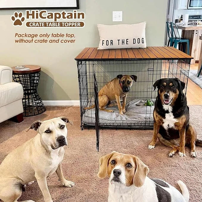 HiCaptain Pet Crate Table Topper ??Foldable Wire Dog Kennel Topper Custom Pet Crate Table (L, for 42 inch Crate) - Product...