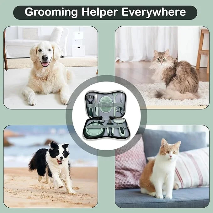 8 Pcs Pet Grooming Kit, Cat Dog Brush, Nail Clipper, Deshedding Brush, Undercoat Rake, Pet Shampoo Bath Brush, Toothbrush,...