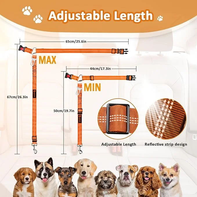Removable Dog Seat Belts Harness for Car, 3 in 1 Pet Dog Car Seatbelt Leash, laqibak Restraint Secures to Headrest and Ref...
