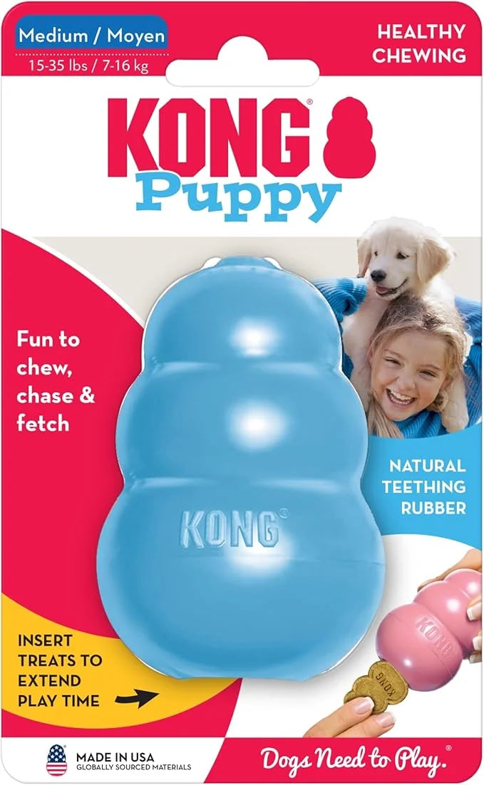 KONG Puppy - Natural Teething Rubber Chew Toy for Dogs - Stuffable Dog Toy for Extended Playtime - Chew & Fetch Toy for Pu...