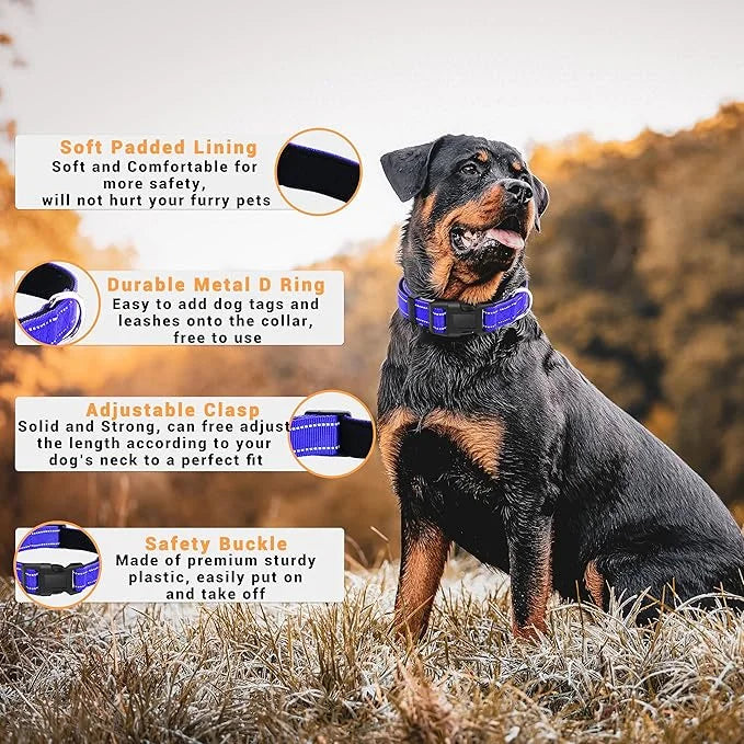2 Pack Reflective Dog Collar with Safety Locking Buckle, Adjustable Soft Breathable Comfortable Nylon Pet Collar for Small...