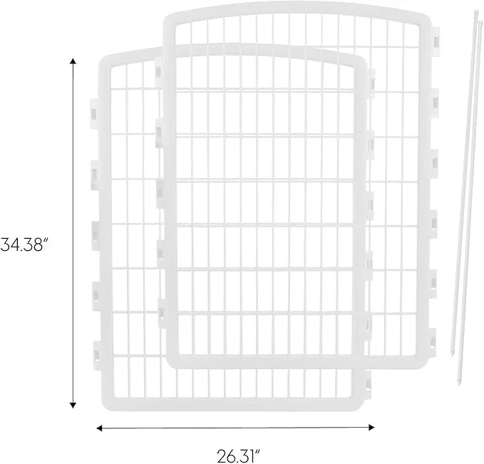 IRIS USA 34'' Pet Playpen 2 Panel Add-On with Connecting Rods, Dog Playpen, Puppy Small Medium Dogs, Heavy-Duty Molded Pla...