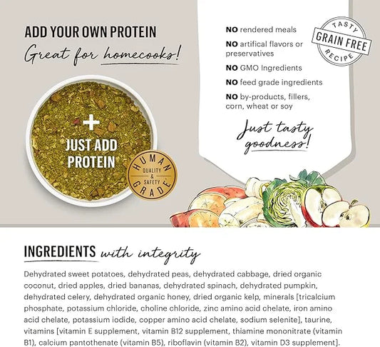 The Honest Kitchen Dehydrated Grain Free Fruit & Veggie Base Mix Dog Food (Just Add Protein), 3 lb Box - Product Image