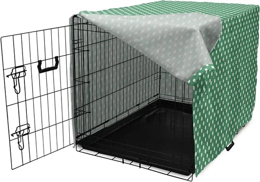 Lunarable Green Dog Crate Cover, Old Fashioned Polka Dot Pattern on Green Background Classical Traditional, Easy to Use Pe...