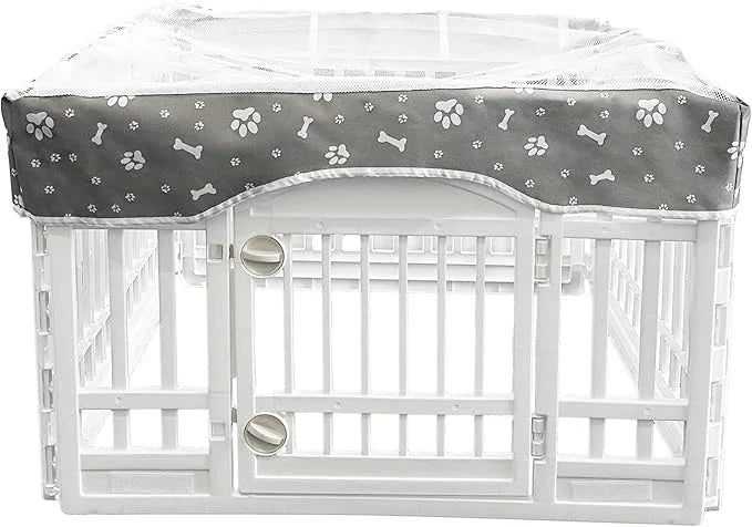 PJYuCien Dog Playpen Mesh Top Cover, Fits 36 Inch 4 Panels Regular Square Plastic Exercise Pet Pen, Adhesive Tape Connecti...