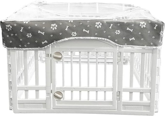PJYuCien Dog Playpen Mesh Top Cover, Fits 36 Inch 4 Panels Regular Square Plastic Exercise Pet Pen, Adhesive Tape Connecti...