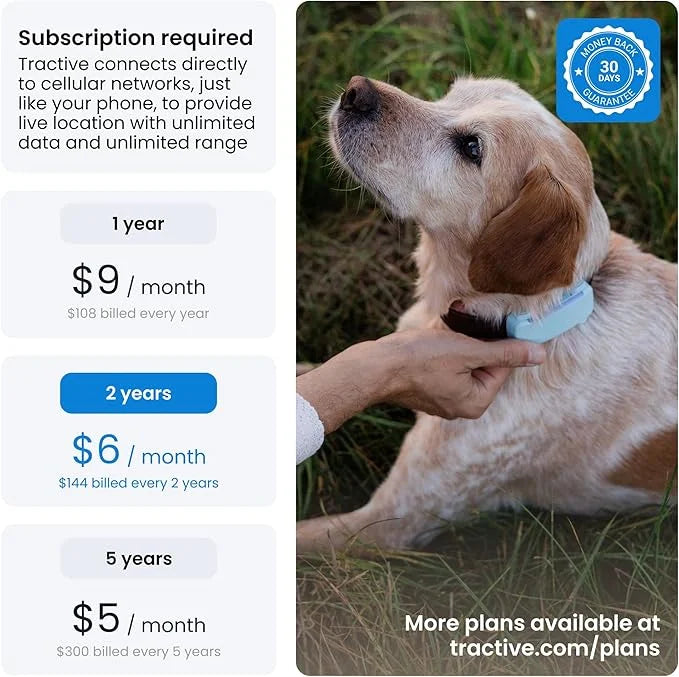 Tractive GPS Dog Tracker (2025 Release) | Real-time Pet Location Tracker | Health & Wellness Alerts | Virtual Fence for Do...