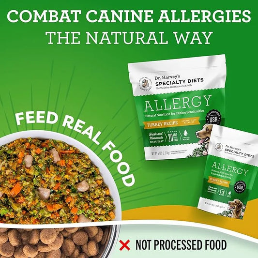 Dr. Harvey's Specialty Diet Allergy Turkey Recipe, Human Grade Dog Food for Dogs with Sensitivities and Allergies, Trial S...
