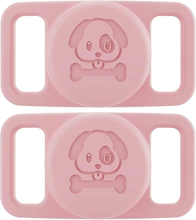 2 Pcs Pink Anti Lost Silicone Protective Case Compatible with Airtag for Dog Cat Pet Collar - Product Image