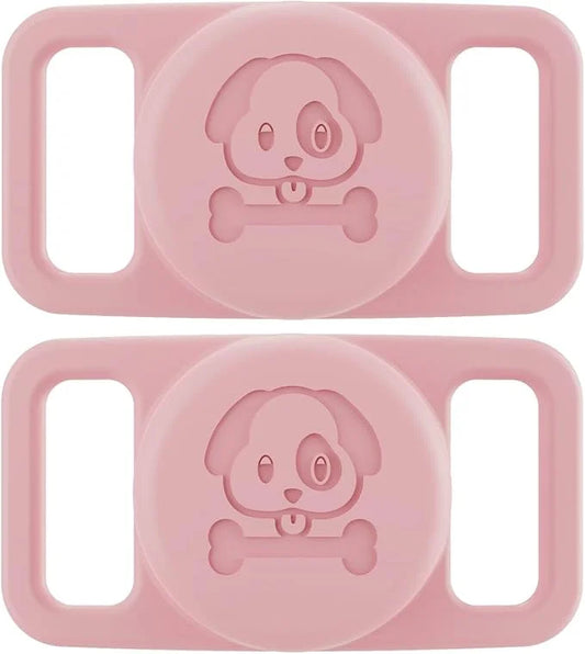2 Pcs Pink Anti Lost Silicone Protective Case Compatible with Airtag for Dog Cat Pet Collar - Product Image