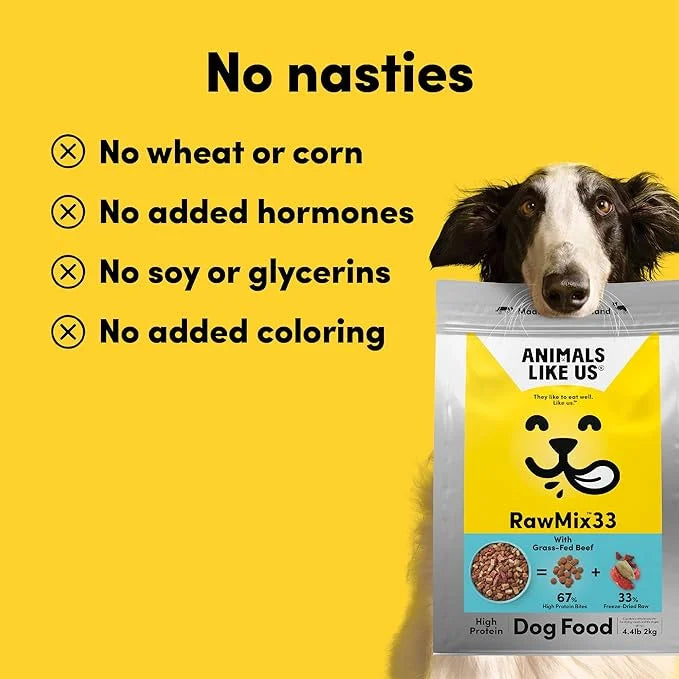 RawMix33 Premium Freeze-Dried Raw Grass-Fed Beef Recipe Dog Food, Protein Rich, Includes Kibble, Non-GMO, No Wheat or Corn...