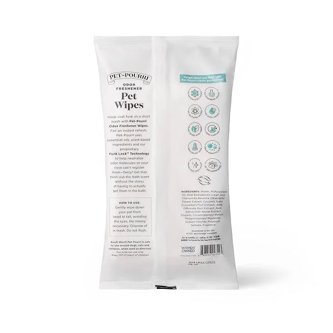 Pet-Pourri Pawsitively Fresh Deodorizing Pet Wipes – Quick Cleaning Wipes for Dogs & Cats – Plant Based Ingredients – Vet ...
