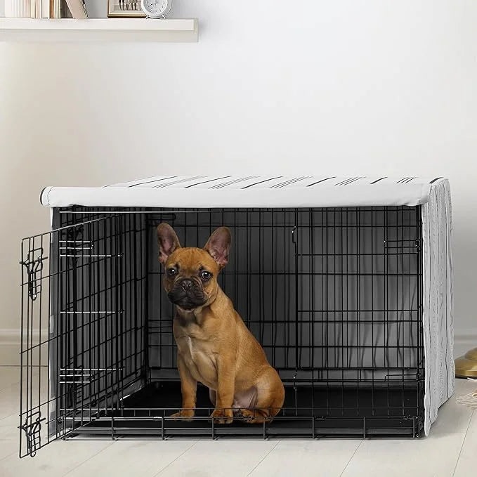 Sweet Jojo Designs 24in. Small/Medium Dog Crate Cover (Cartoon Puppy Print) Pet Cage, Kennel Covers (Neutral, Modern, Bull...