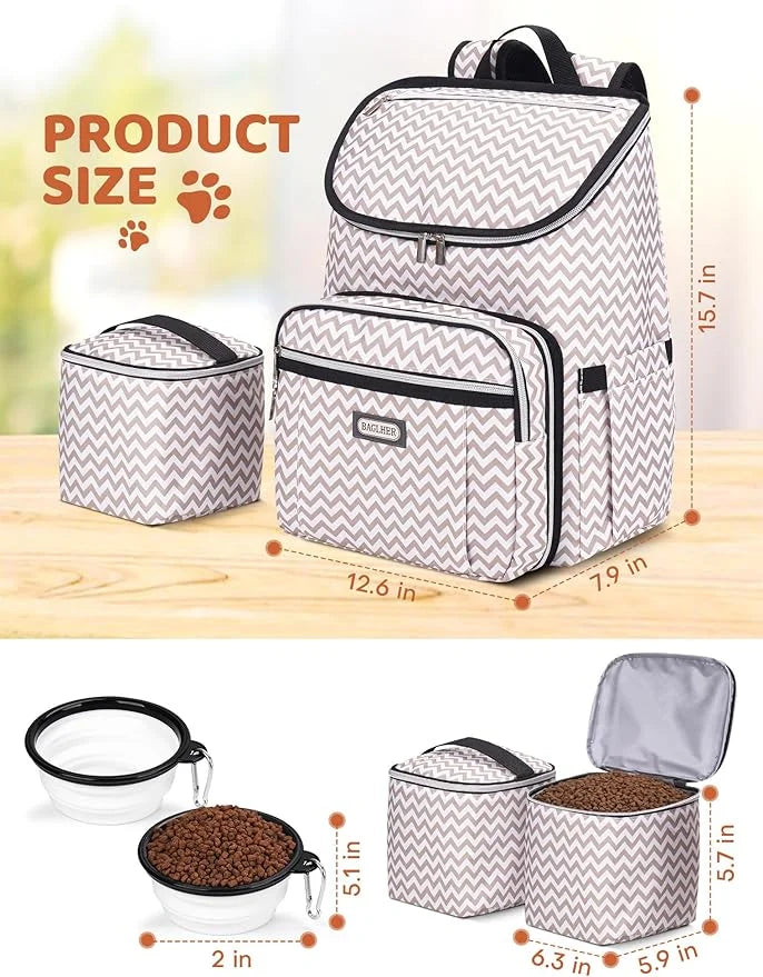 BAGLHER Travel Dog Backpack - Detachable Travel Dog Food Container for Pet Supplies Dog Gear Backpack,Dog Bag for Travelin...