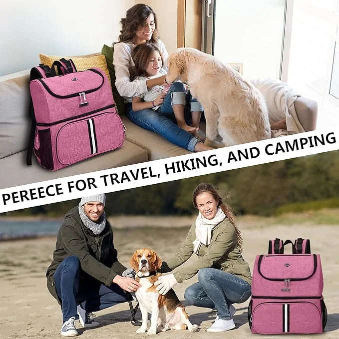 BAGLHER Pet Travel Bag, Double-Layer Pet Supplies Backpack (for All Pet Travel Supplies), Pet Travel Backpack with 2 Silic...