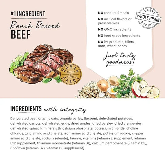 The Honest Kitchen Dehydrated Whole Grain Beef Dog Food, 7 lb Box, 7.00 Pound (Pack of 1) - Product Image