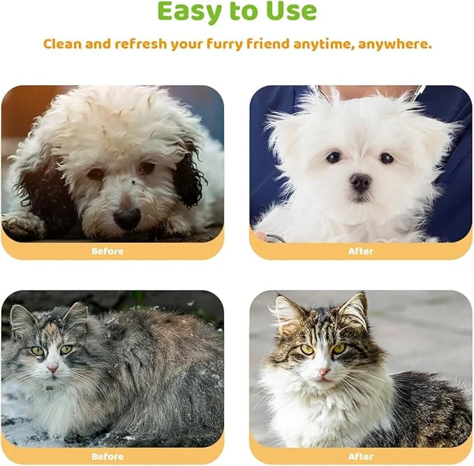 Bathing Wipes Glove for Dogs Cats, 12 PCS Dog Cleaning Glove Wipes with Grooming Fur, Dog Wipes Washing Gloves, Cat Cleani...