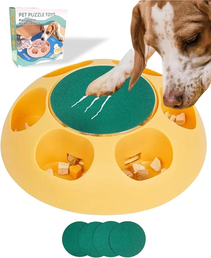 Multi-Functional Dog Scratch Pad for Nails,Slow Feeder Dog Bowls with Treat Box, Nail File Toy,Scratch Board for Dogs,4 Re...