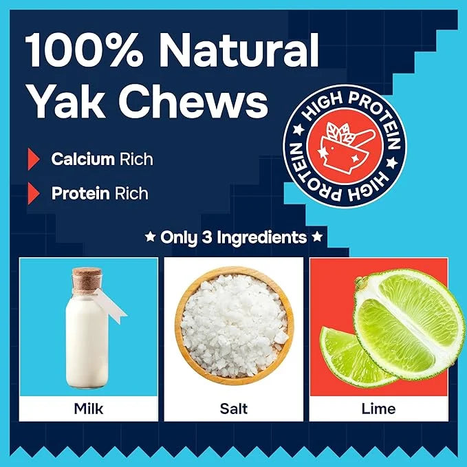 100% Natural Yak Cheese Himalayan Made Dog Chews All Breeds - Lactose Free Yak Chews for Small Medium & Large Dogs - Denta...