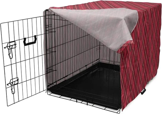 Lunarable Buffalo Plaid Dog Crate Cover, Rhombus Check Pattern with Warm Colored Pattern, Easy to Use Pet Kennel Cover for...