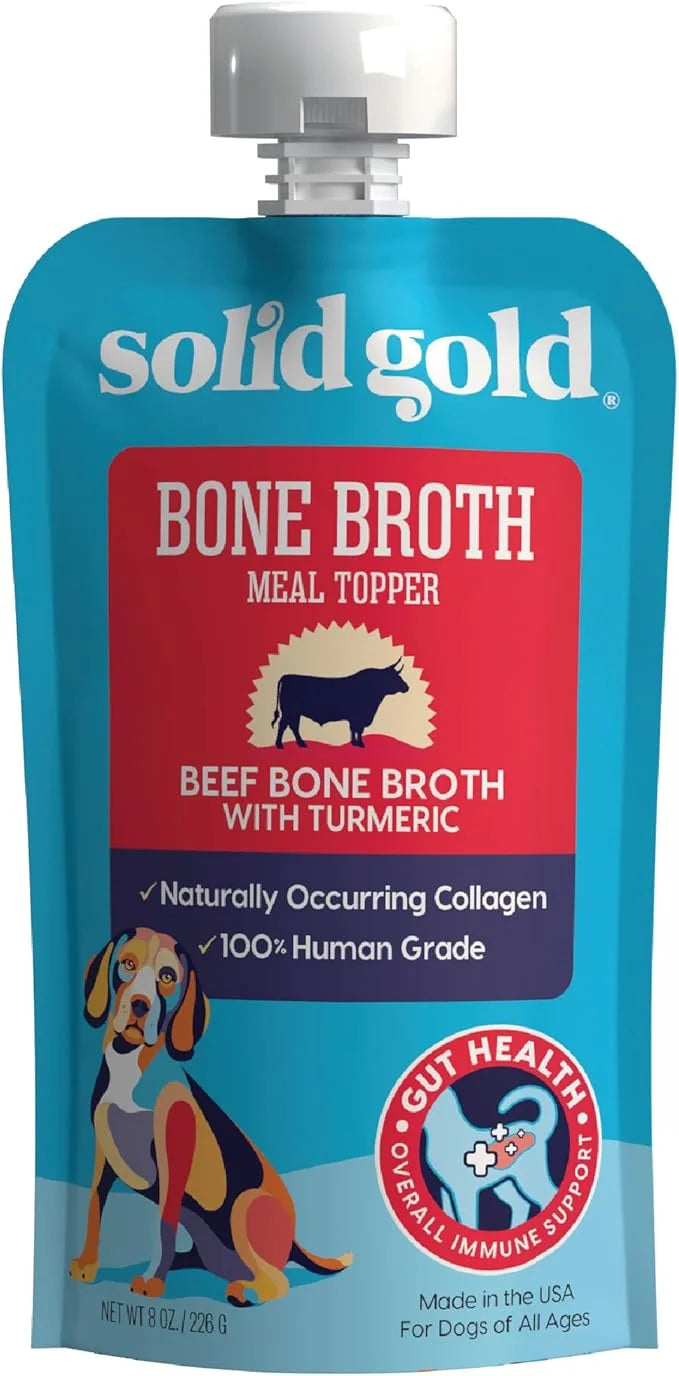 Solid Gold Beef Bone Broth for Dogs - Grain Free Dog Food Topper Rich in Collagen and Superfoods - Nutrient Dense Dog Grav...