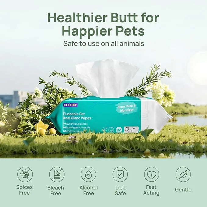 HICC PET Wipes for Dogs & Cats, Cleansing Deodorizing & Soothing Allergy Infections Anal Gland Pets Wipes with Coconut Oil...
