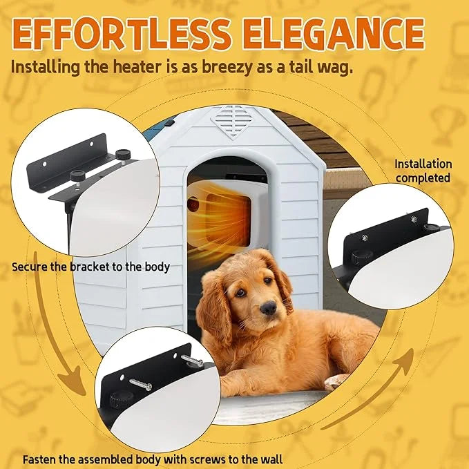 Pet House Heater with Thermostat - 2 Heating Modes (200/400W), 6FT Anti Chew Cord, Overheat Protection - Ideal for Dog Hou...
