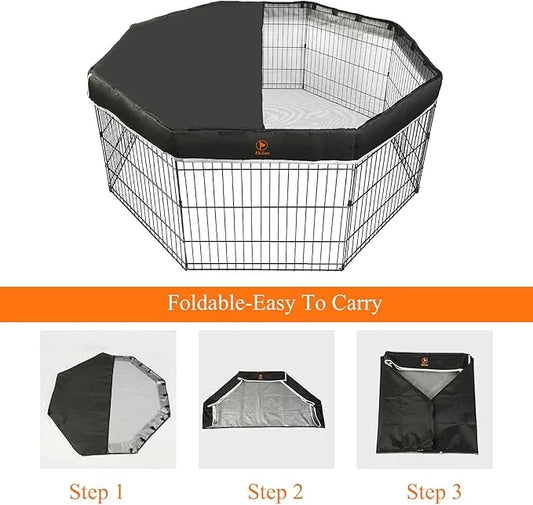PJYuCien Dog Playpen Mesh Top Cover,Fits 24 Inch 8 Panels Metal Exercise Pet Pen, Elastic Buckles Connections, Black (Note...