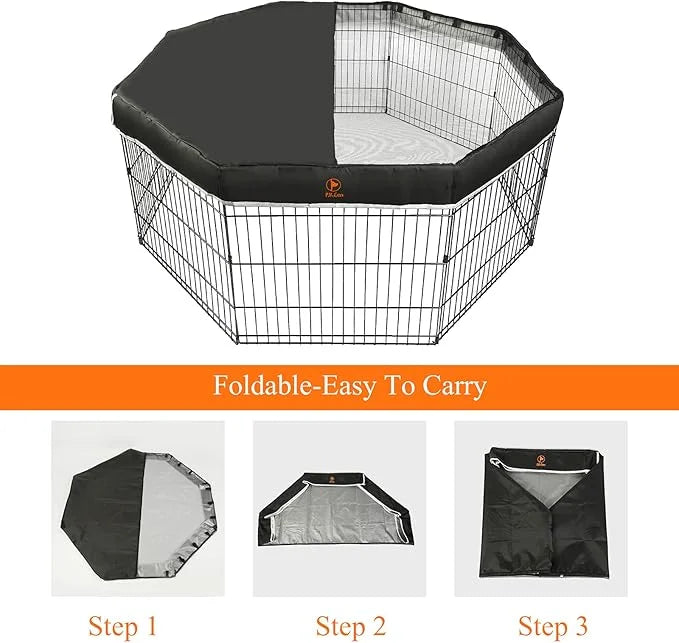 PJYuCien Dog Playpen Mesh Top Cover, Fits 24 Inch 8 Panels Regular Octagon Metal Exercise Pet Pen, Adhesive Tape Connectio...