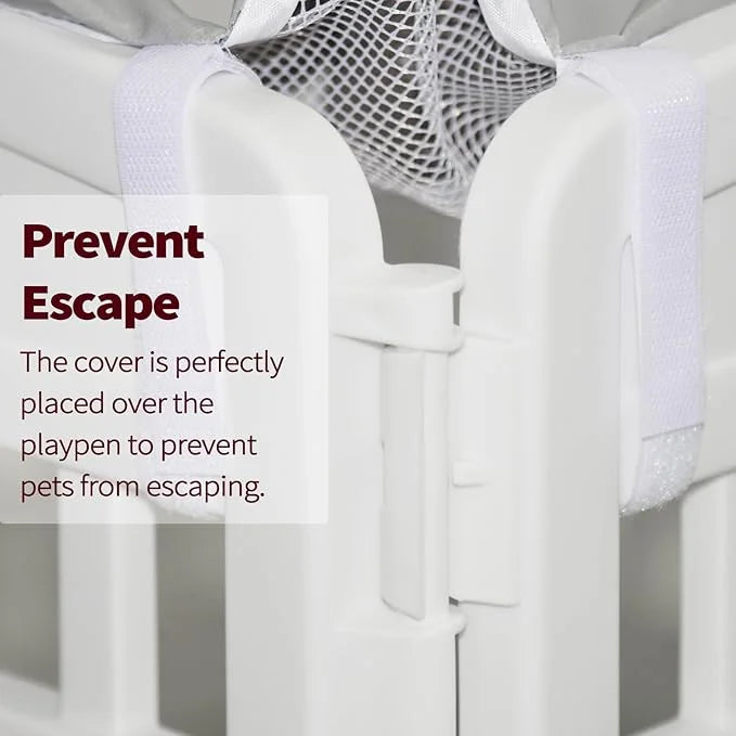 PJYuCien Dog Playpen Mesh Top Cover, Fits 36 Inch 4 Panels Regular Square Plastic Exercise Pet Pen, Adhesive Tape Connecti...
