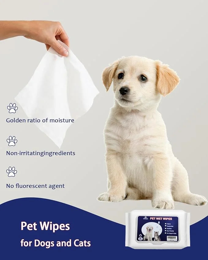 Dog Wipes for Paws and Butt – Unscented Pet Wipes for Dogs & Cats – 80 Ct Extra Thick, Lint-Free Cleaning Wipes for Face, ...