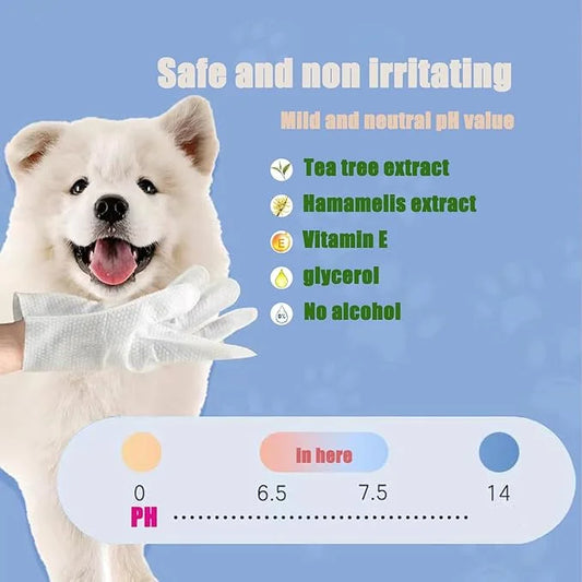 Pet Grooming Glove Wipes Combination,Pet Bathing Wipes for Dogs & Cats, Cleaning & Deodorizing Grooming Gloves, Nourish Fu...