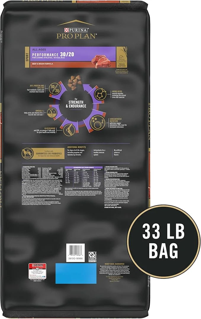 Purina Pro Plan Sport Performance 30/20 Beef & Bison Formula Dry Dog Food - 33 Lb. Bag - Product Image
