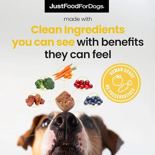 JustFoodForDogs Hip + Joint Soft Chews Mobility Supplement for Dogs with Glucosamine and Chondroitin, Superfood Blend, Hum...