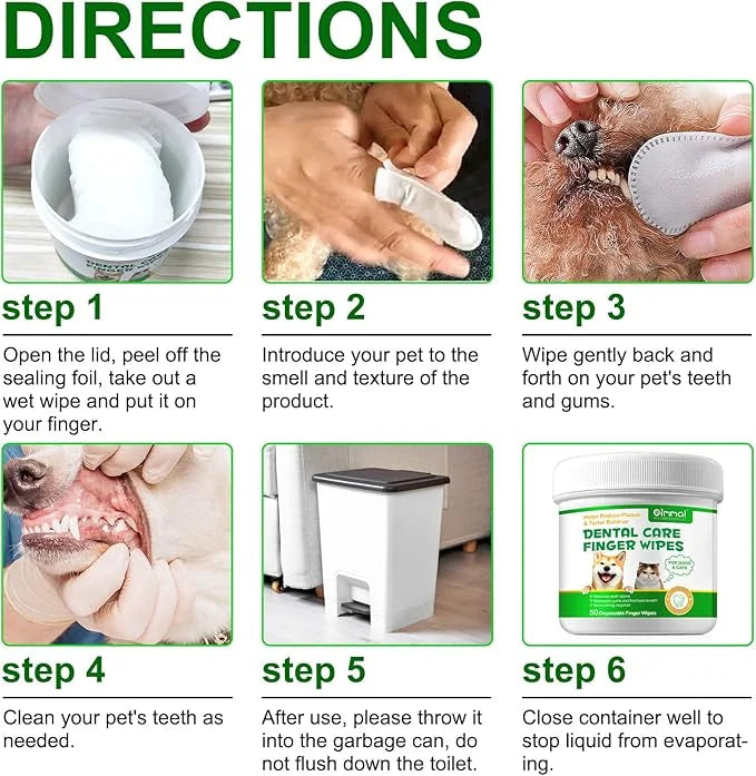 Teeth Cleaning Wipes for Dogs & Cats, Reduces Plaque & Freshens Breath Finger Wipes, Disposable Gentle Cleaning & Gum Care...