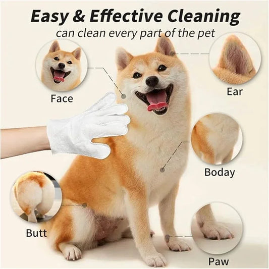 Pet Grooming Glove Wipes, Pet Bathing Wipes, PET Cleaning Deodorizing Bathing Wipes for Dogs & Cats, Cleaning Gloves for D...