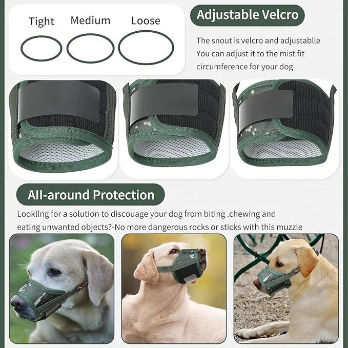 HEELE Dog Muzzle, Soft Tactical Camouflage Dog Muzzle for Small Medium Large Dogs, Breathable Muzzle to Prevent Biting, Ch...