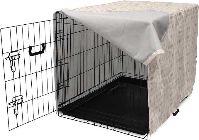 Lunarable Cream Dog Crate Cover, Geometrical Design Soft Colored Diamond Line Harlequin Background Pattern Classic Image, ...