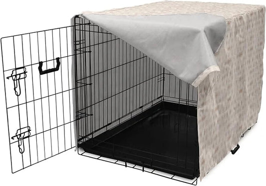 Lunarable Cream Dog Crate Cover, Geometrical Design Soft Colored Diamond Line Harlequin Background Pattern Classic Image, ...