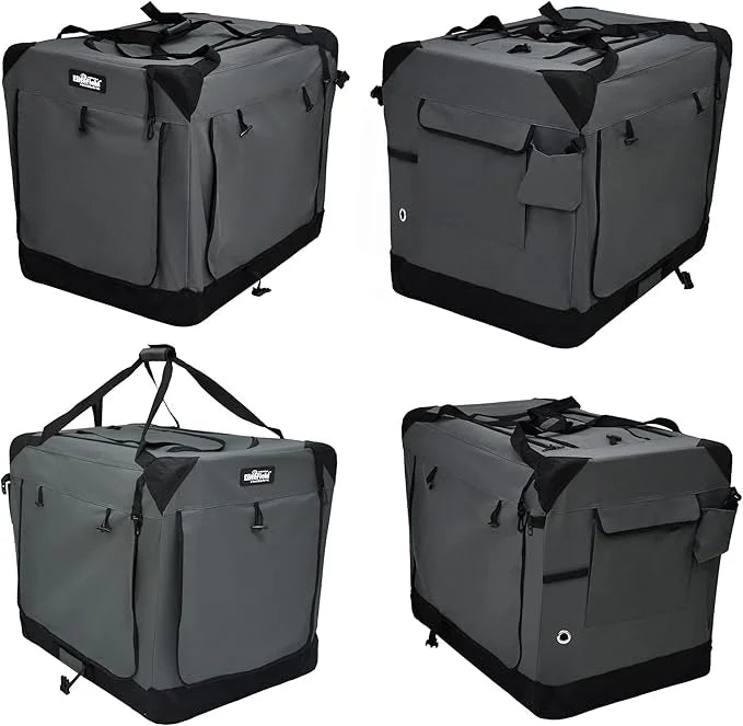 EliteField 4-Door Folding Soft Dog Crate with Curtains, Carrying Bag and Fleece Bed (2 Year Warranty), Indoor & Outdoor Pe...