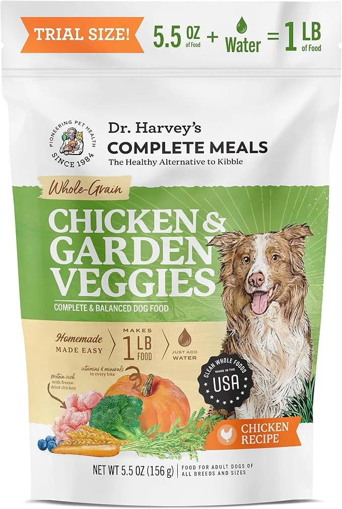 Dr. Harvey's Chicken & Garden Veggies Dog Food, Human Grade Whole-Grain Dehydrated Dog Food with Freeze-Dried Chicken (5.5...