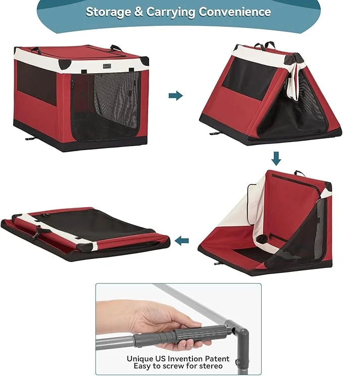 PETSFIT Soft Dog Crate, with Patented Adjustable Fabric Cover, Chewproof & Lockable Mesh Doors, Waterproof Base Portable K...