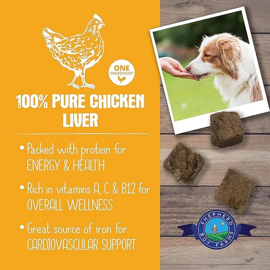 Freeze Dried Dog and Cat Treats, Chicken Liver, All Natural Single Ingredient Freeze-Dried Dog Treat & Dog Snacks, Made in...