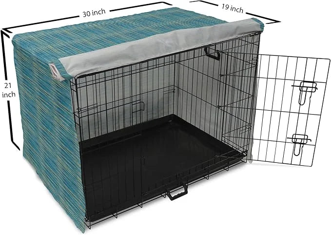 Lunarable Yellow and Blue Dog Crate Cover, Knitted Melange Inspired Graphic Clothing Texture Pattern, Easy to Use Pet Kenn...