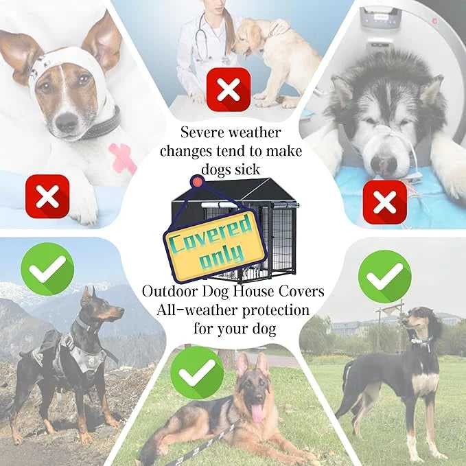 Kennel Cover，Full Coverage Kennel Cover Made of 600d Heavy Duty Waterproof Plus See-Through Clear Material, Outdoor Wind a...