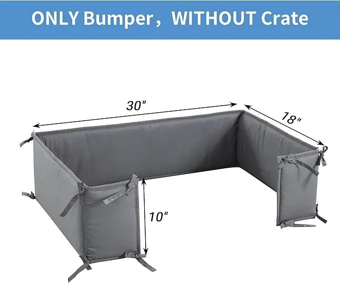 Hombys Dog Crate Bumper with Ties - Soft Crate Accessory (Do Not Include Cage) (Dark Grey, 30"x18") - Product Image