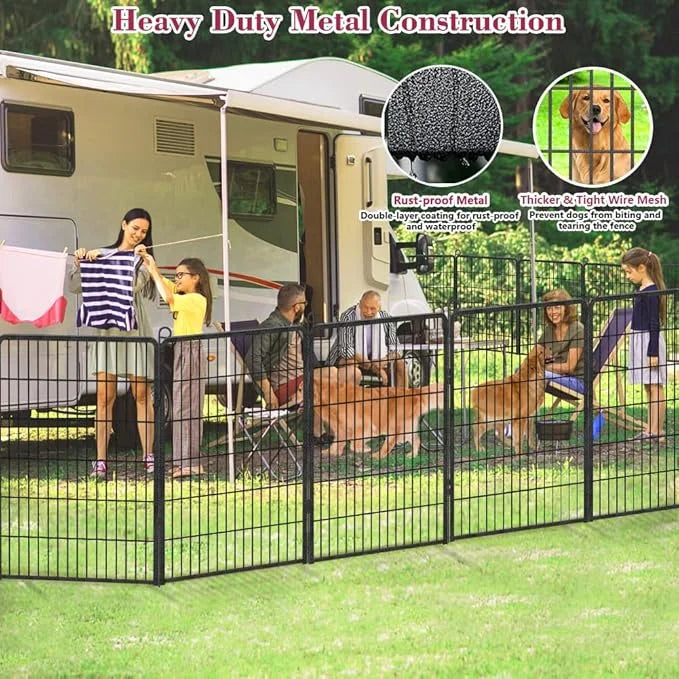 Dog Playpen 40 inch Dog Fence for Outdoor Indoor Use Heavy Duty Metal Dog Pen for Large Dogs, Rustproof Pet Playpen Portab...