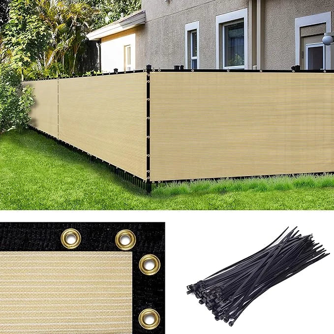ColourTree 9' x 15' Beige Custom Size Shade Cloth with Grommets - 90% Sunblock, Durable Mesh Fabric Tarp for Dog Kennel Co...