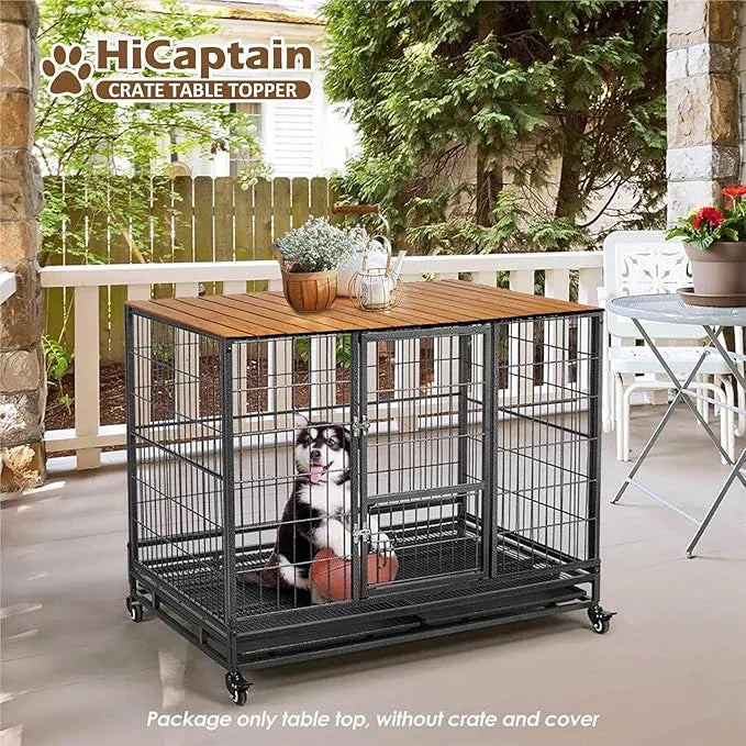 HiCaptain Pet Crate Table Topper ??Foldable Wire Dog Kennel Topper Custom Pet Crate Table (L, for 42 inch Crate) - Product...